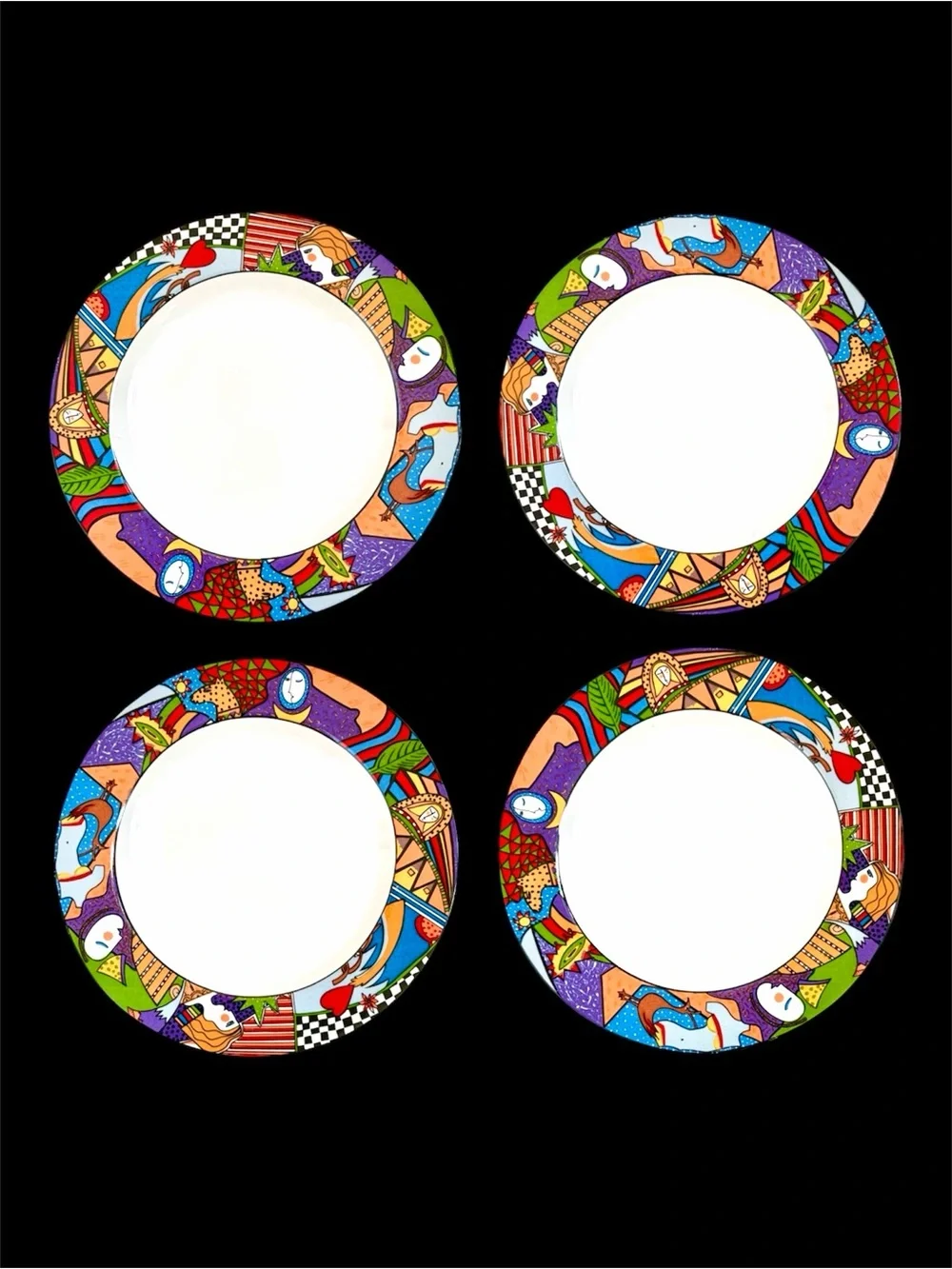 Set of 4: 80s 90s Vitromaster Metropolitan Lunch Plate Memphis Style Postmodern